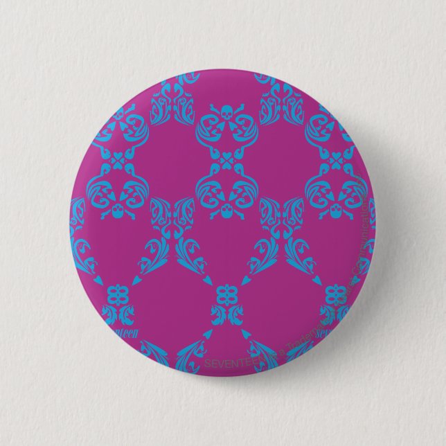 Damask Aqua-Purple 6 Cm Round Badge (Front)
