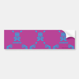 Damask Aqua-Purple Bumper Sticker