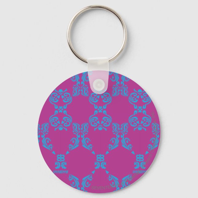 Damask Aqua-Purple Key Ring (Front)