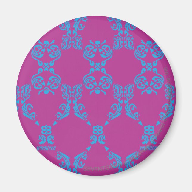 Damask Aqua-Purple Magnet (Front)