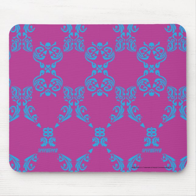 Damask Aqua-Purple Mouse Mat (Front)