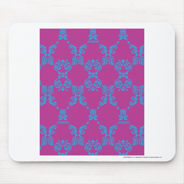 Damask Aqua-Purple Mouse Mat (Front)