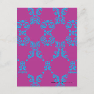 Damask Aqua-Purple Postcard