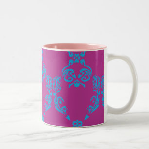 Damask Aqua-Purple Two-Tone Coffee Mug