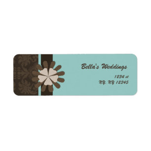 damask aqua Return address label