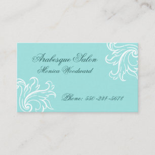 Damask Aqua, Turquoise and White Business Card