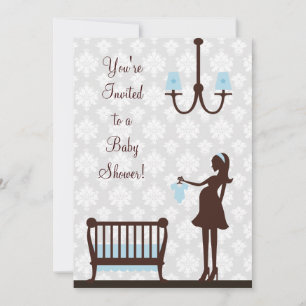 Damask Baby Shower : Boy : Invitation