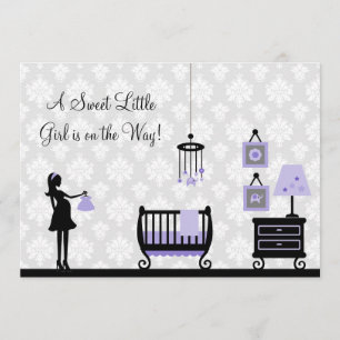 Damask Baby Shower : Purple : Invitation