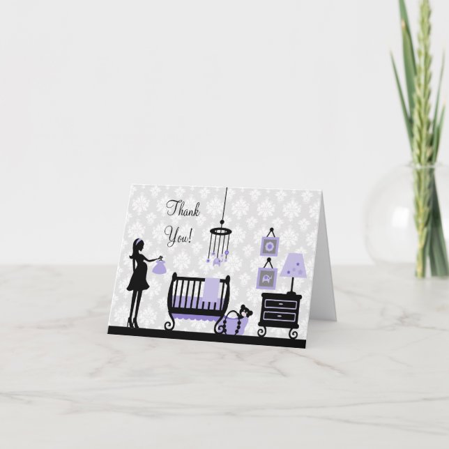 Damask Baby Shower Thank You : Card (Front)