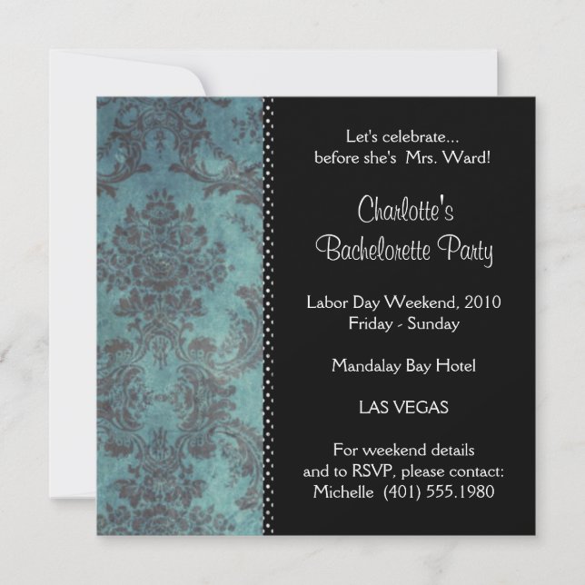 damask bachelorette party invitation (Front)