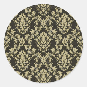 Damask background classic round sticker