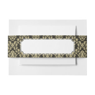 Damask background invitation belly band
