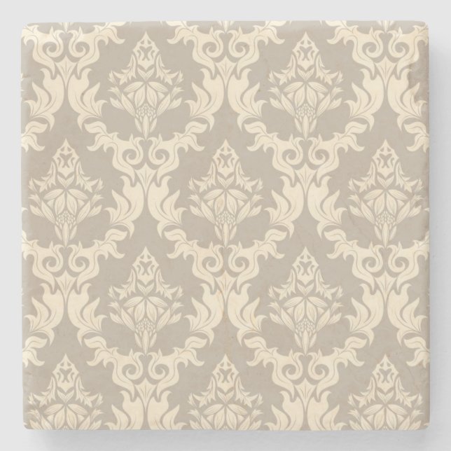 Damask background stone coaster (Front)