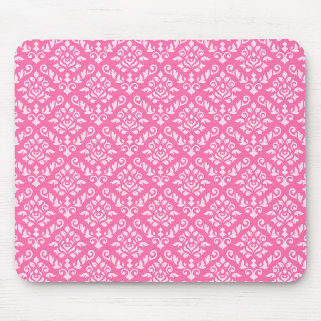 Damask Baroque Repeat Pattern Light on Dark Pink Mouse Mat (Front)