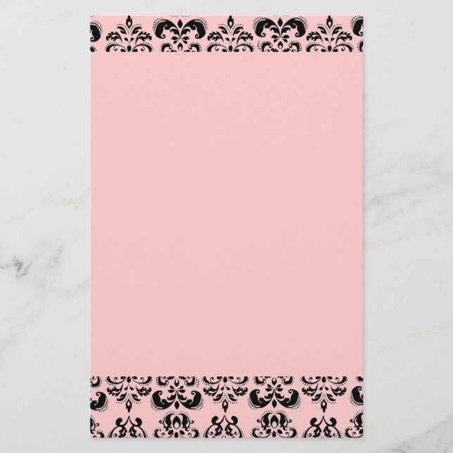 DAMASK ,black and pink Stationery (Front)