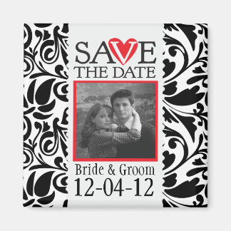 Damask Black and White Save The Date Magnet