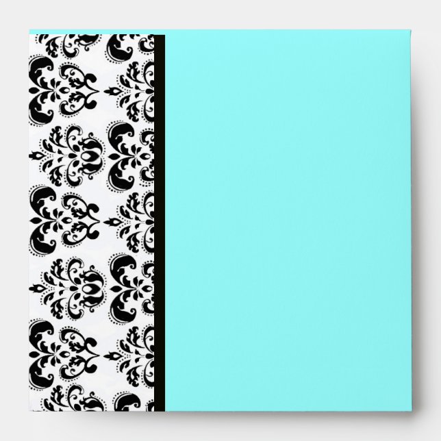 DAMASK ,black and white turquase blue Envelopes (Front)