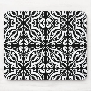 Damask - black background mouse mat
