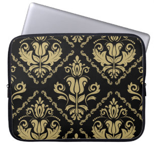 Damask Black Gold: Classic Ornament. Laptop Sleeve