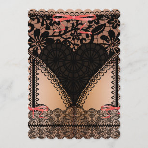 Damask Black Lace Corset Lingerie Bachelorette Invitation