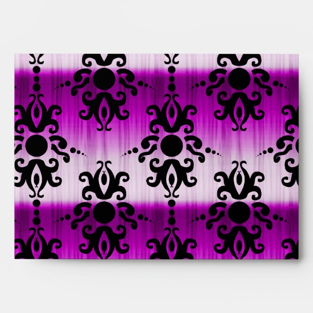 Damask Black & Purple Tie Dye Envelope (Front)
