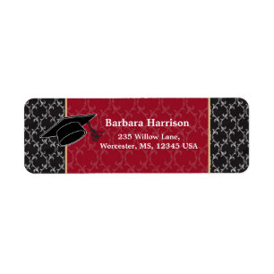 Damask black, red, mortar Graduation