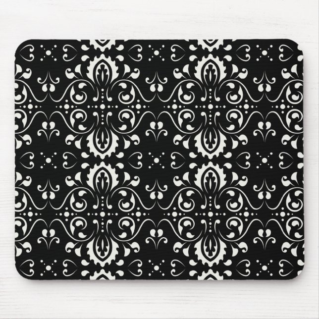 Damask - (Black & white) Mouse Mat (Front)