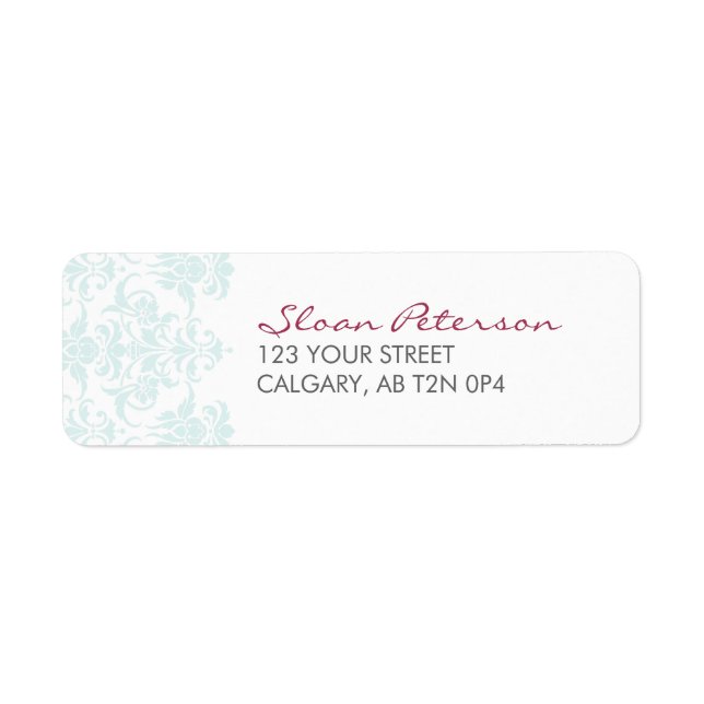 Damask Blue Address Label (Front)