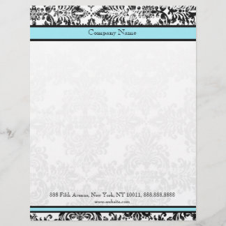 Damask Blue and Black Elegant Letterhead