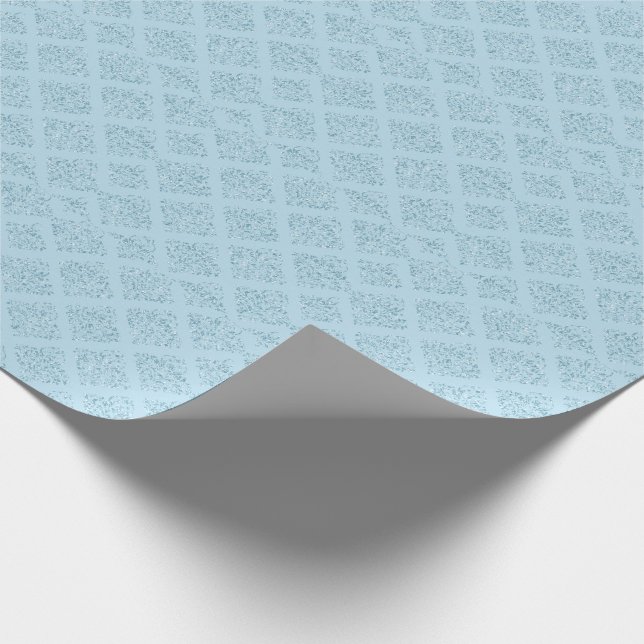 Damask Blue Diamond Design Elegant Boy Baby Shower Wrapping Paper (Corner)
