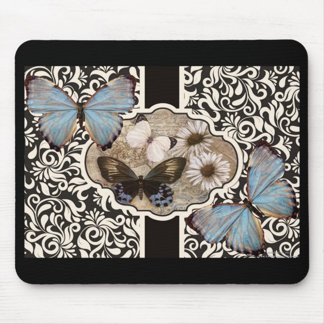 Damask & Blue Mouse Mat (Front)