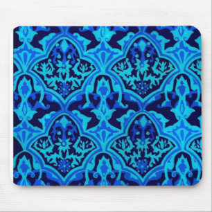 Damask blue mouse mat