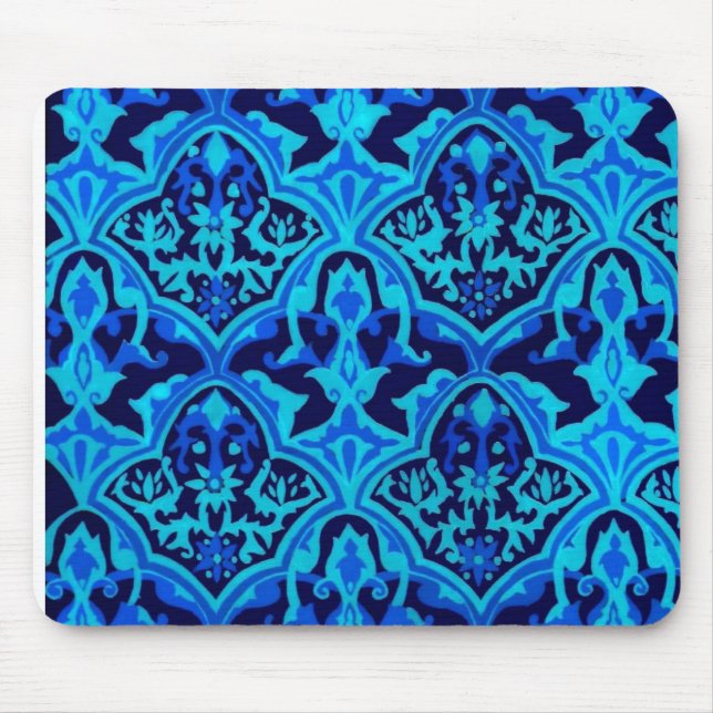 Damask blue mouse mat (Front)