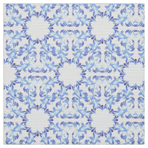 damask blue pattern fabric