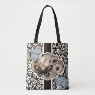 Damask & Blue Tote Bag