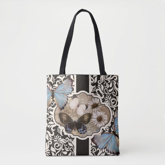 Damask & Blue Tote Bag (Front)