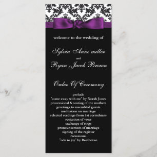 damask border purple Wedding program Programme