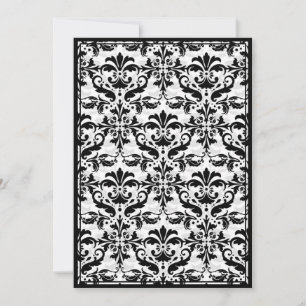 Damask Border with Double Frame (Black & White) Invitation