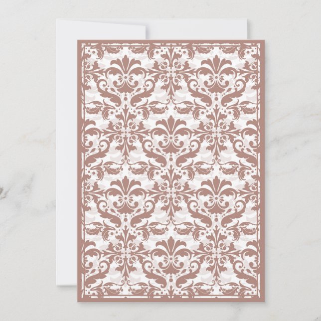 Damask Border with Double Frame (Pink) Invitation (Front)