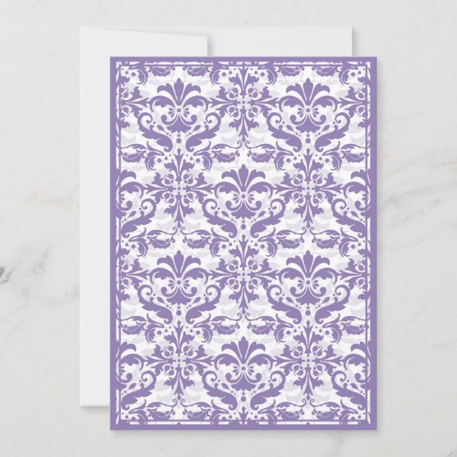 Damask Border with Double Frame (Purple) Invitation (Front)