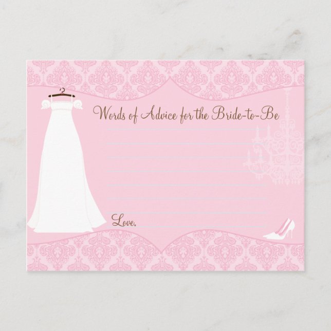 Damask Bridal Shower Advice card for the Bride (Front)