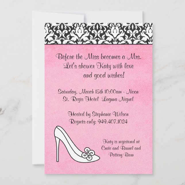Damask Bridal Shower Invitation (Front)