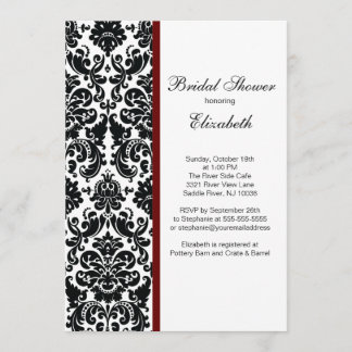 Damask Bridal Shower Invitation Merlot Red