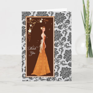 Damask Bridal Shower Thank You Card