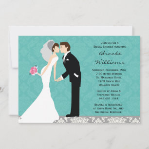 Damask Bride and Groom Wedding Shower Invitation