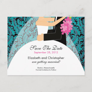 Damask Bride & Groom Save The Date Invitation
