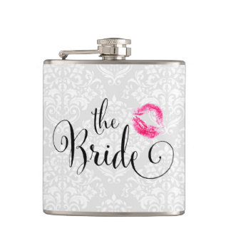 Damask Bride Kiss Hip Flask