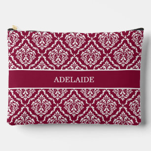 Damask Bride Tribe Bridal Party Cranberry Red Accessory Pouch