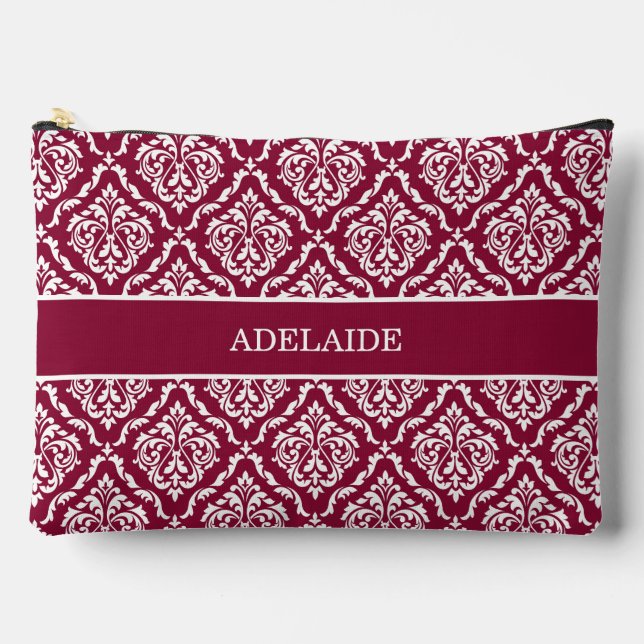 Damask Bride Tribe Bridal Party Cranberry Red Accessory Pouch (Front)
