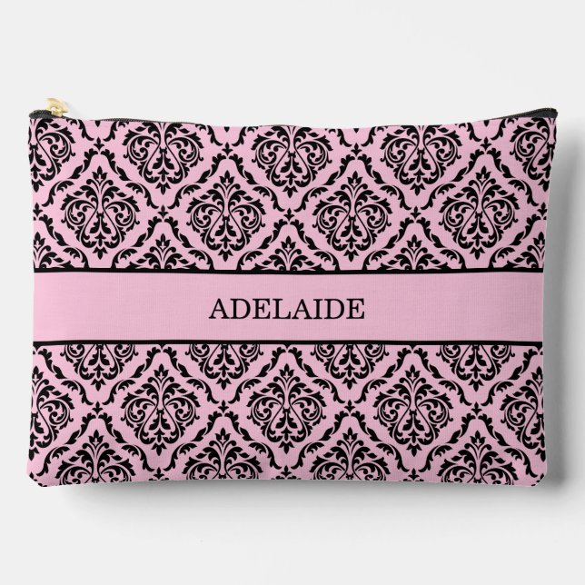 Damask Bride Tribe Bridal Party Pink Accessory Pouch (Front)